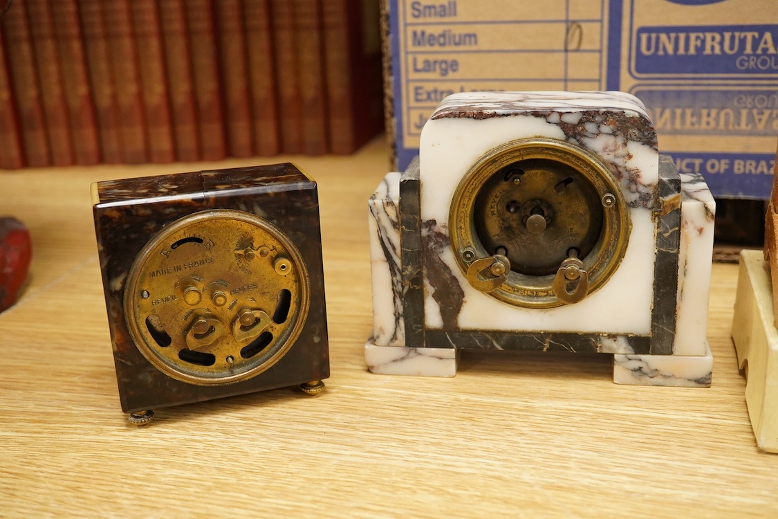 Four Art Deco timepieces, tallest 20cm